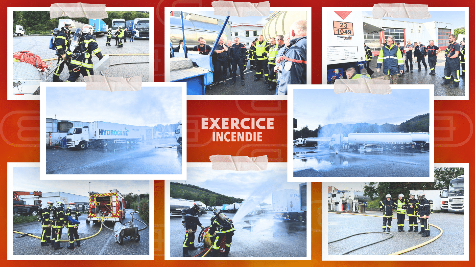 EXERCICE INCENDIE POMPIERS BLONDEL VIEUX THANN 68 RISQUE HYDROGEN